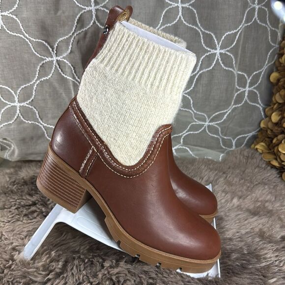 (Z3) NINE WEST Popit casual ankle boots, leather and sock, size 9M - Picture 8 of 10